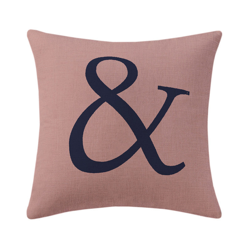 KTX-620627 Cotton and Linen English Letter Pillow - 45cm x 45cm, Multiple Colors Available