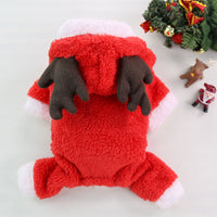 HKM-620691 Thick Fleece Warm Dog Coat for Autumn and Winter - Four-Legged Design in Red Elk and Brown Elk
