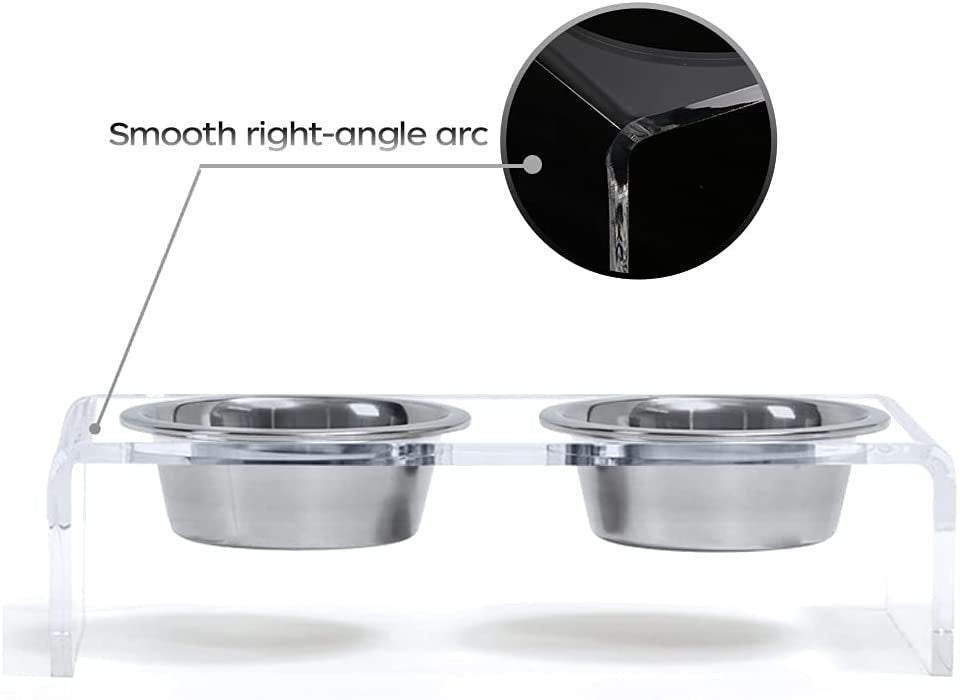 HKM-620755 Transparent Acrylic Pet Feeder for Small Dogs and Cats, Durable Feeding Rack 39.5x18x10cm