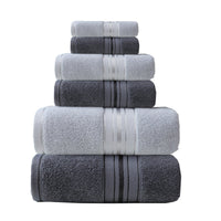 HKM-620819 Cotton Absorbent Towel Set in Various Colors - 6-Piece Collection