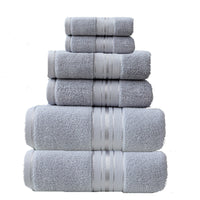 HKM-620819 Cotton Absorbent Towel Set in Various Colors - 6-Piece Collection