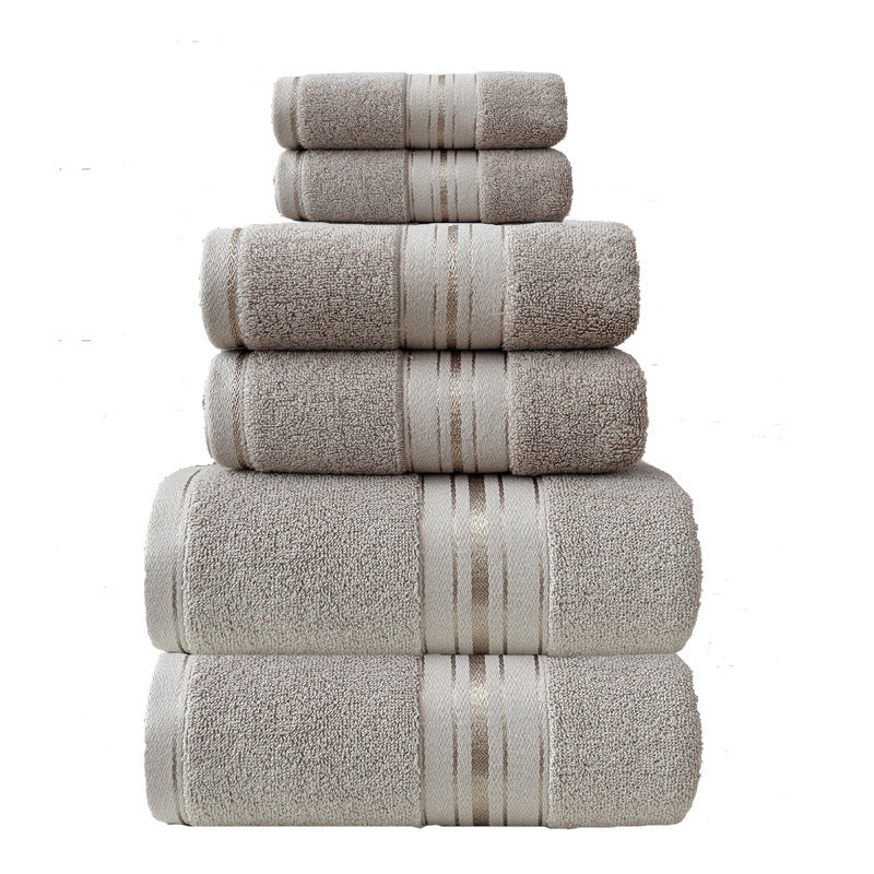 KTX-620819 Cotton Absorbent Towel Set in Various Colors - 6-Piece Collection