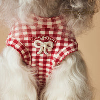HKM-620819 Red Plaid Sleeveless Vest for Dogs - Cotton Spandex Blend, Sizes XS to XXL