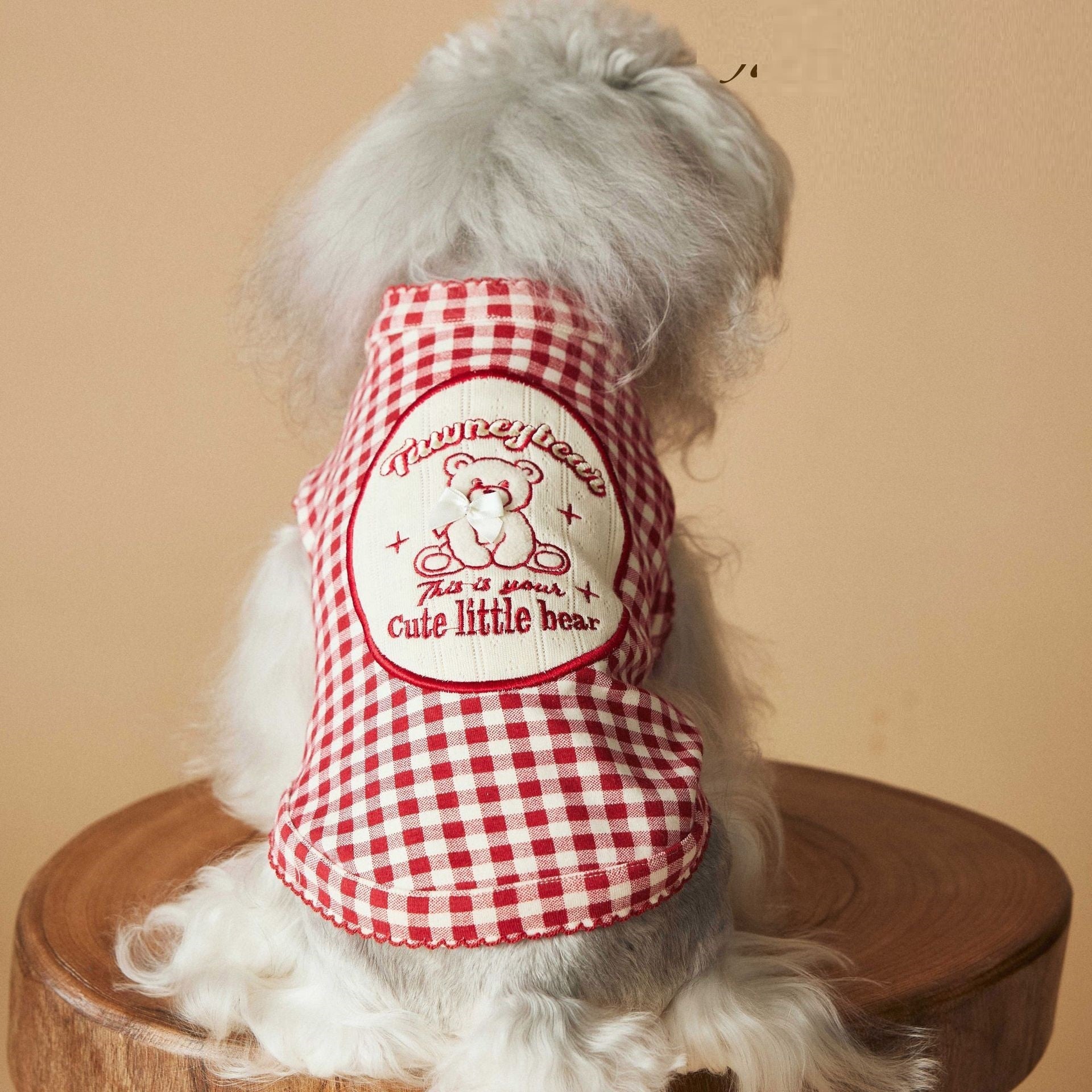 HKM-620819 Red Plaid Sleeveless Vest for Dogs - Cotton Spandex Blend, Sizes XS to XXL