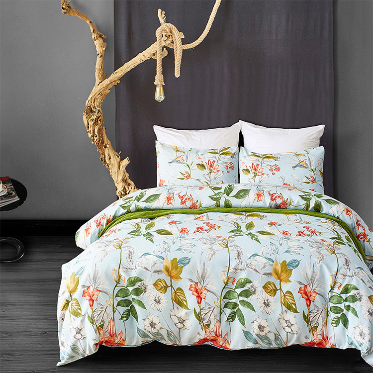 HKM-621011 Floral Polyester Duvet Cover Set - 3-Piece Bedding Collection