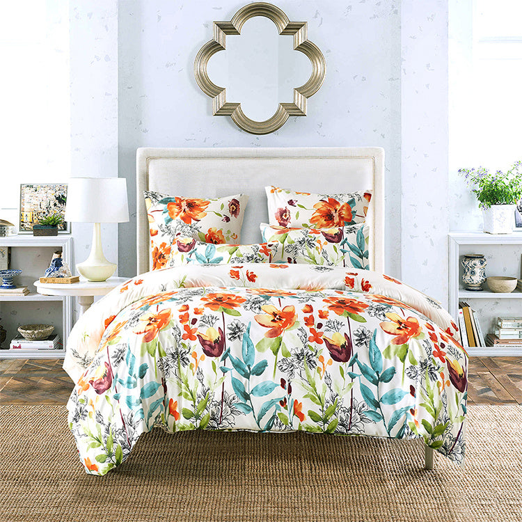 HKM-621011 Floral Polyester Duvet Cover Set - 3-Piece Bedding Collection