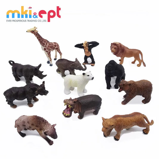 KTX-621075 Realistic 12 Piece Wild Animal Action Figure Set for Kids Ages 2 to 7