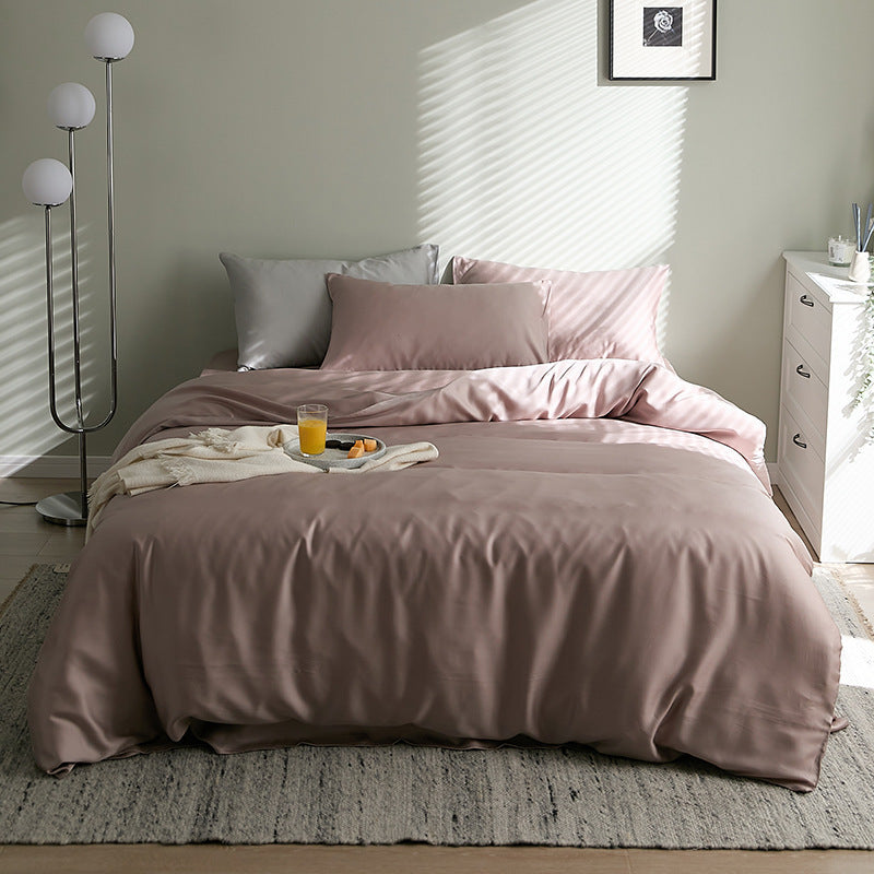 HKM-621075 Tencel Solid Color Bed Set - Four-Piece Collection with Various Color Options