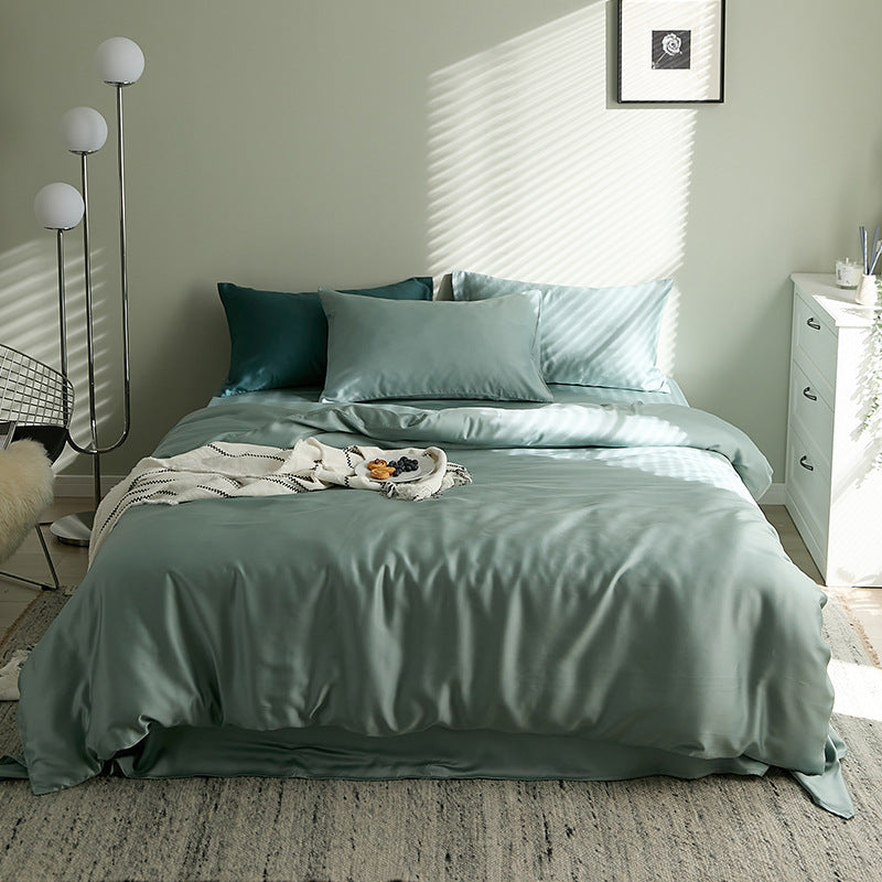 HKM-621075 Tencel Solid Color Bed Set - Four-Piece Collection with Various Color Options