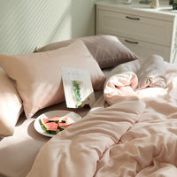 HKM-621075 Tencel Solid Color Bed Set - Four-Piece Collection with Various Color Options