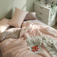 HKM-621075 Tencel Solid Color Bed Set - Four-Piece Collection with Various Color Options