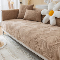 HKM-621139 Universal Solid Color Flannel Sofa Cover - All-Inclusive Dust Protection and Slipcover