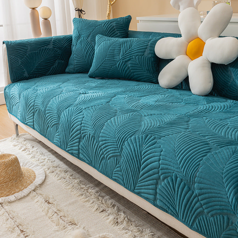 HKM-621139 Universal Solid Color Flannel Sofa Cover - All-Inclusive Dust Protection and Slipcover