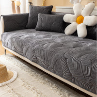 HKM-621139 Universal Solid Color Flannel Sofa Cover - All-Inclusive Dust Protection and Slipcover