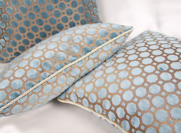 HKM-621203 Sky Blue Polka Dot European Style Throw Pillow - Available in Multiple Sizes