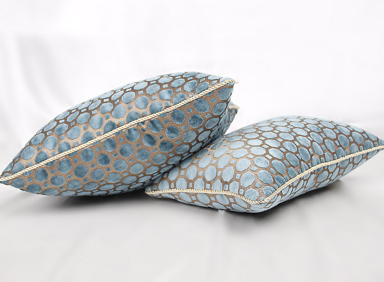HKM-621203 Sky Blue Polka Dot European Style Throw Pillow - Available in Multiple Sizes