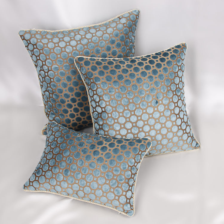 HKM-621203 Sky Blue Polka Dot European Style Throw Pillow - Available in Multiple Sizes