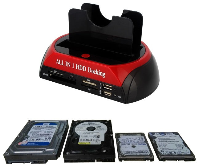 HKM-621267 Multi-Function HDD Holder with Card Reader and Enclosure for SATA and IDE Drives