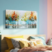 HKM-621331 Handpainted Palette Knife Oil Painting on Canvas - Modern Abstract Landscape Art for Home Decor