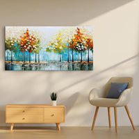 HKM-621331 Handpainted Palette Knife Oil Painting on Canvas - Modern Abstract Landscape Art for Home Decor