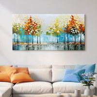 HKM-621331 Handpainted Palette Knife Oil Painting on Canvas - Modern Abstract Landscape Art for Home Decor