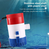 HKM-621395 12V/24V DC Submersible Bilge Pump for Water Removal and Circulation - 70L/min, 4m Head