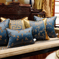 HKM-621395 Blue Chinese Style Cushion Cover for Mahogany Sofa - Elegant Home Fashion Accessory