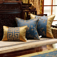 HKM-621395 Blue Chinese Style Cushion Cover for Mahogany Sofa - Elegant Home Fashion Accessory