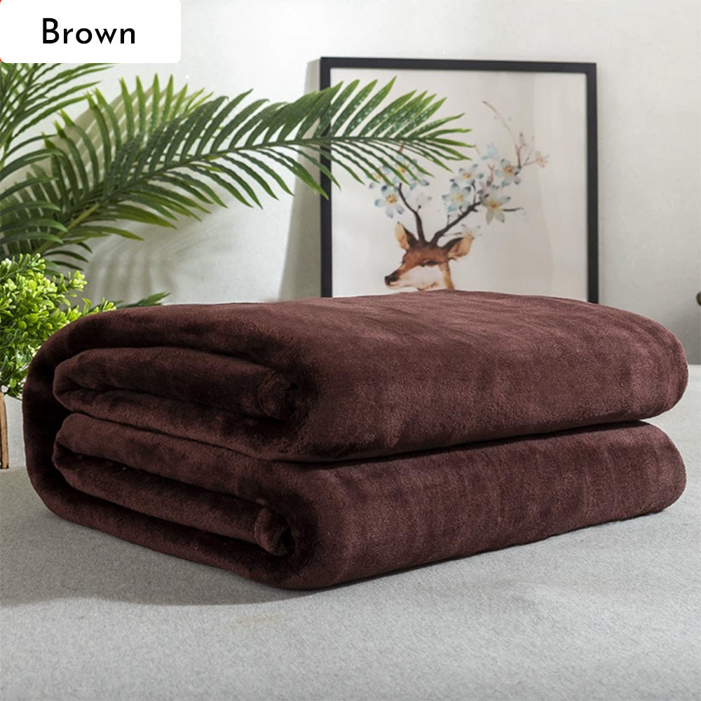HKM-621395 Lightweight Gray Flannel Fleece Blanket - Soft, Breathable, Versatile Throw for Home and Outdoor Use