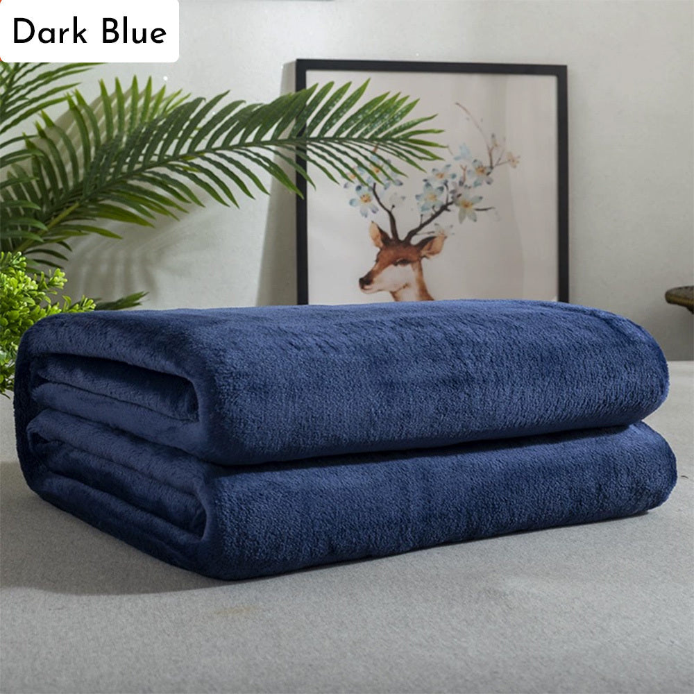 HKM-621395 Lightweight Gray Flannel Fleece Blanket - Soft, Breathable, Versatile Throw for Home and Outdoor Use