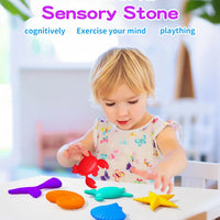 HKM-621395 Ocean Animal Sensory Worry Stones - Silicone Fidget Toy for Kids, Stress Relief and Anxiety Reduction