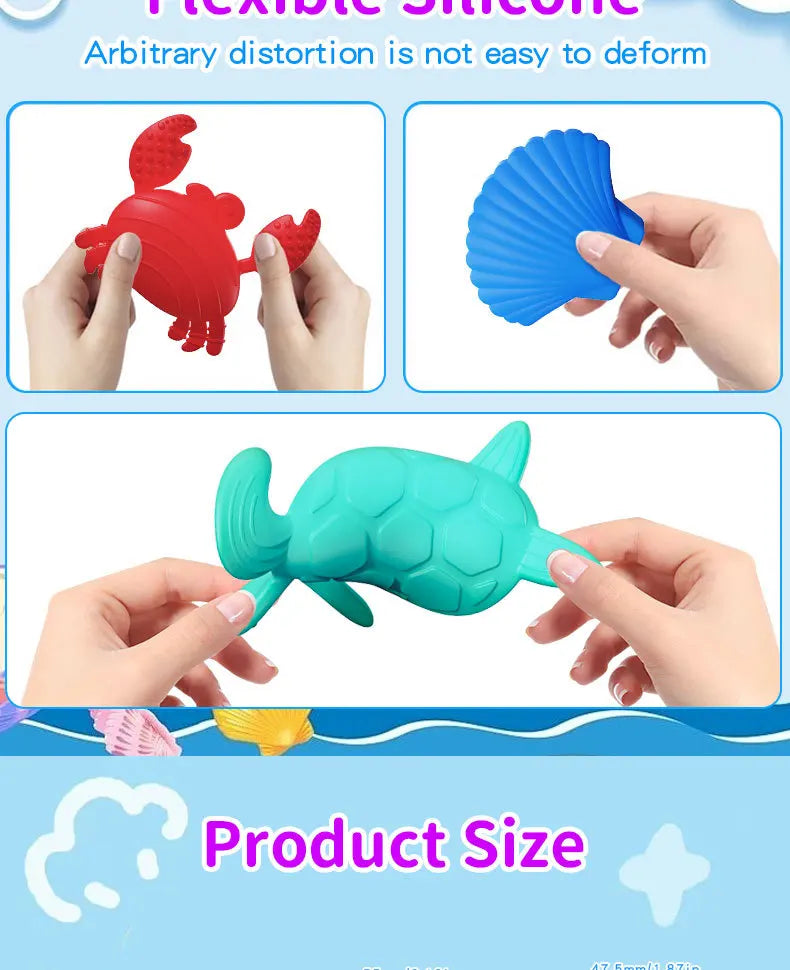 HKM-621395 Ocean Animal Sensory Worry Stones - Silicone Fidget Toy for Kids, Stress Relief and Anxiety Reduction