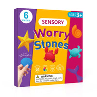 HKM-621395 Ocean Animal Sensory Worry Stones - Silicone Fidget Toy for Kids, Stress Relief and Anxiety Reduction