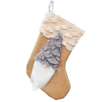 HKM-621523 Festive Flannel Santa Stocking Christmas Ornament Gift Bag - 14x23cm