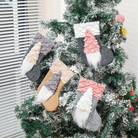 HKM-621523 Festive Flannel Santa Stocking Christmas Ornament Gift Bag - 14x23cm