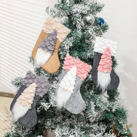 HKM-621523 Festive Flannel Santa Stocking Christmas Ornament Gift Bag - 14x23cm