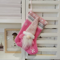 HKM-621523 Festive Flannel Santa Stocking Christmas Ornament Gift Bag - 14x23cm