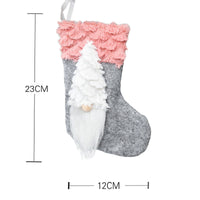 HKM-621523 Festive Flannel Santa Stocking Christmas Ornament Gift Bag - 14x23cm