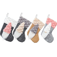 HKM-621523 Festive Flannel Santa Stocking Christmas Ornament Gift Bag - 14x23cm