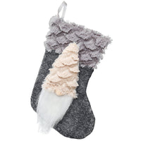 HKM-621523 Festive Flannel Santa Stocking Christmas Ornament Gift Bag - 14x23cm