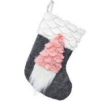 HKM-621523 Festive Flannel Santa Stocking Christmas Ornament Gift Bag - 14x23cm