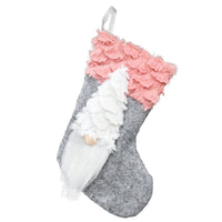 HKM-621523 Festive Flannel Santa Stocking Christmas Ornament Gift Bag - 14x23cm