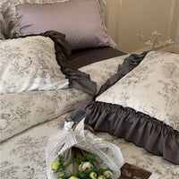 HKM-621715 Elegant Lyocell Fiber Lace Bedding Set - Available in White and Purple, Multiple Sizes
