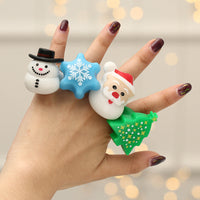 HKM-621843 Christmas Party Finger Light Rings – Assorted Designs in Plastic with 3 Button Electronics