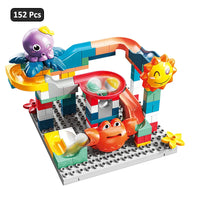 HKM-621971 Building Block Set with Changeable Windmill and Train Track for Amusement Park Fun - 245 Pieces