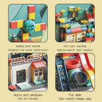 HKM-621971 Building Block Set with Changeable Windmill and Train Track for Amusement Park Fun - 245 Pieces