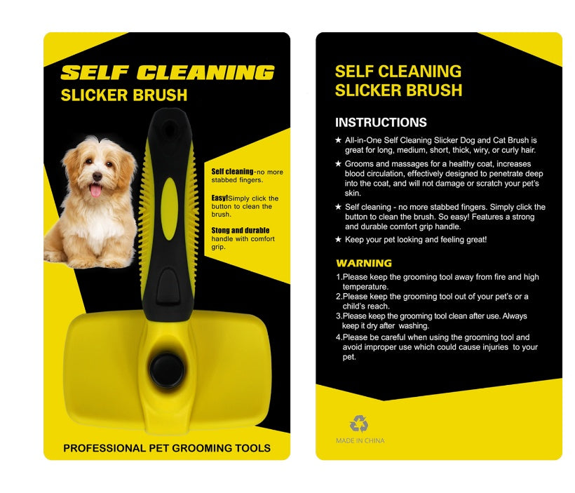 HKM-622099 Pet Self-Cleaning Slicker Brush for Cats and Dogs - Stainless Steel, Ergonomic Handle