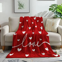 HKM-622227 Cozy Nordic Love Flannel Blanket in Red - Multiple Sizes Available