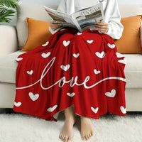 HKM-622227 Cozy Nordic Love Flannel Blanket in Red - Multiple Sizes Available