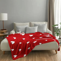 HKM-622227 Cozy Nordic Love Flannel Blanket in Red - Multiple Sizes Available